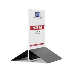 M&T Displays Double Sided useable Advertising Poster Trap Stand 11.80 inch Width Black Steel Powder Coated for Indoor Schools Restaurants Shops Showrooms Exhibitions