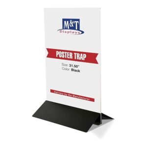 M&T Displays Double Sided useable Advertising Poster Trap Stand 31.50 inch Width Black Steel Powder Coated for Indoor Schools Restaurants Shops Showrooms Exhibitions