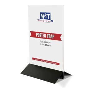 M&T Displays Double Sided useable Advertising Poster Trap Stand 35.40 inch Width Black Steel Powder Coated for Indoor Schools Restaurants Shops Showrooms Exhibitions
