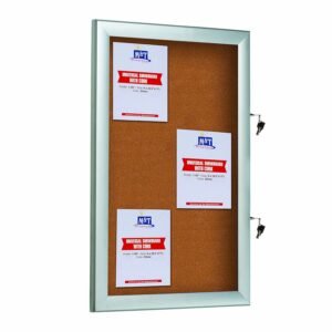 M&T Displays Enclosed Cork Bulletin Universal Showboard 6X(8.5x11) Inches Silver Aluminum Outdoor Noticeboard for Office School Classroom Hospital Commercial Use