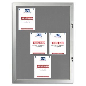 M&T Displays Enclosed Lockable Felt Bulletin Showboard 28.54x38.78 Inches Silver Aluminum 9X(8.5x11) Outdoor Noticeboard for Office School Classroom Hospital Commercial Use