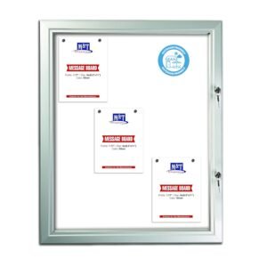 M&T Displays Enclosed Lockable Magnetic Showboard 9X(8.5x11) Inches Silver Aluminum Outdoor Noticeboard for Office School Classroom Hospital Commercial Use