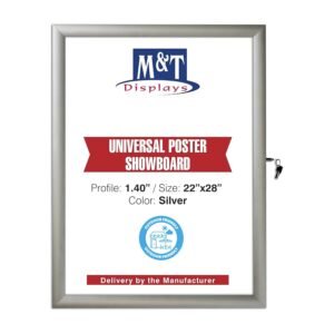 M&T Displays Enclosed Lockable Universal Poster Showboard 22x28 Inches Silver Aluminum Outdoor Noticeboard For Office School Classroom Hospital Commercial Use