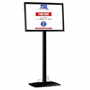 M&T Displays Flexible Sign Holder LED Box Fixed Height, Illuminated Pedestal Poster Stand Menu Post 18x24 Inch Black Aluminum Easy Front Loading Snap Frame Anti Glare PET Cover...