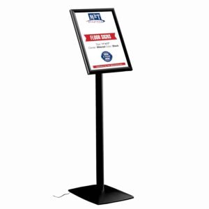 M&T Displays Flexible Sign Holder LED Box Fixed Height, Illuminated Pedestal Poster Stand Menu Post 11x17 Inch Black Aluminum Easy Front Loading Snap Frame Anti Glare PET Cover...