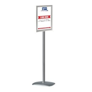 M&T Displays Floor Standing, Pedestal, Stand Alone, Silver Advertising Sign Holder, Flyer Menu Board, Store Information, Aluminum, Mitered Corner, 8.5x11 inch Snap Poster Frame,...