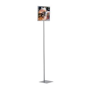 M&T Displays Floor Standing Sign Holder 11x14 Inches Gray Landscape Double Sided Menu Poster Display Flat Base For Restaurant Cafe Hotel School Hospital