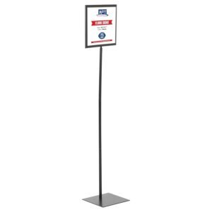 M&T Displays Floor Standing Sign Holder 8.5x11 Inches Black Landscape Double Sided Menu Poster Display Flat Base For Restaurant Cafe Hotel School Hospital