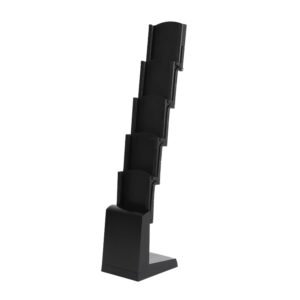 M&T Displays Floor Standing Zig Zag Foldable Brochure Rack, Magazine Leaflet Flier Holder, Literature Display Stand, Portable, 5x(8.5x11) Inch (Black)