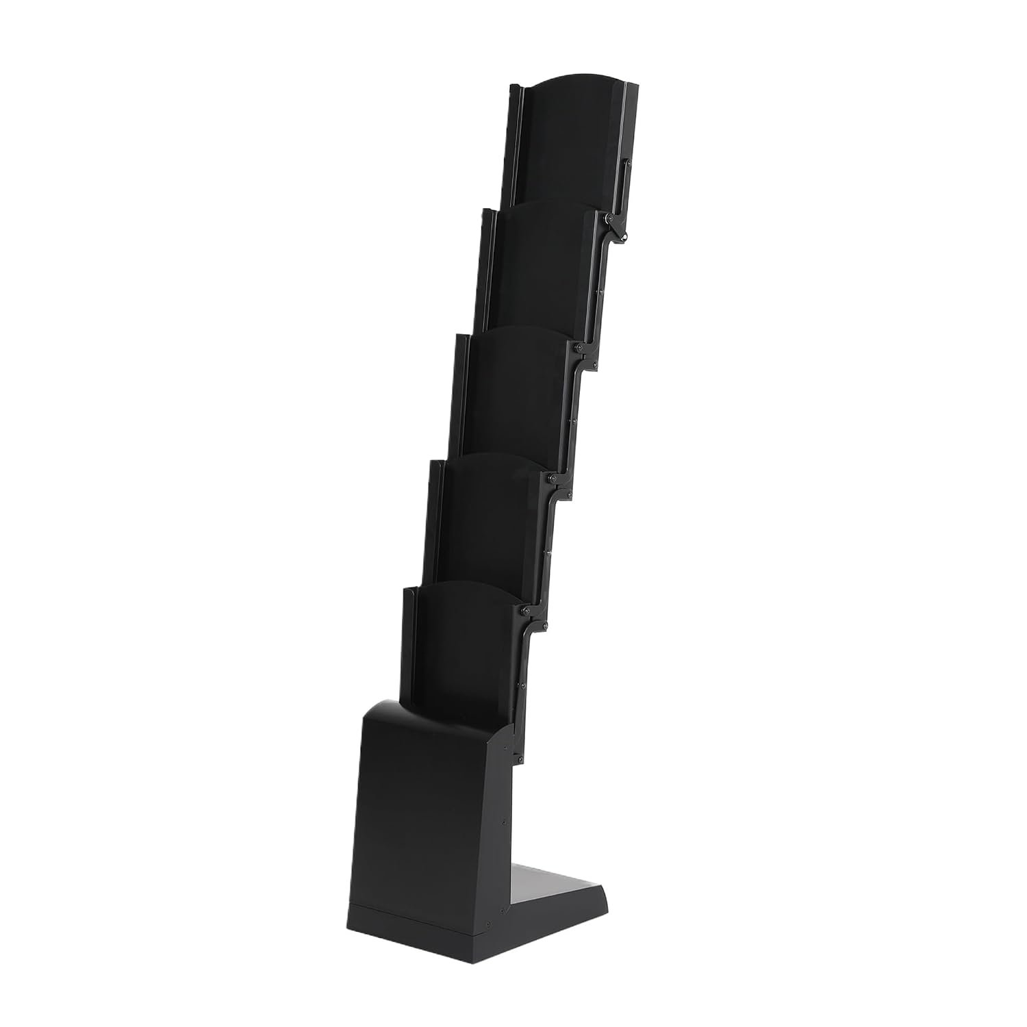 M&T Displays Floor Standing Zig Zag Foldable Brochure Rack, Magazine Leaflet Flier Holder, Literature Display Stand, Portable, 5x(8.5x11) Inch (Black)