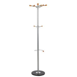 M&T Displays Free Standing 69 Inch Height Coat, Clothes, Hat Hanger Stand with Marble Base, Heavy Duty, Portable, Clothing Organizer Rack, Indoor Bedroom, Entryway, Hall Silver...