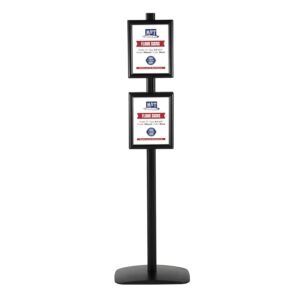 M&T Displays Free Standing Aluminum Display Stand Double Sided Document Brochure Sign Holder Front Loading Portrait Landscape Snap Frame 4x(8.5x11) inch Black