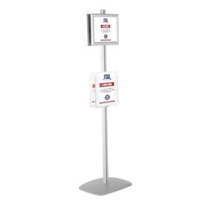 M&T Displays Free Standing Aluminum Display Stand Double Sided Document Brochure Sign Holder Front Loading Portrait Landscape Silver Snap Frame 2x(8.5x11) and Clear Acrylic...