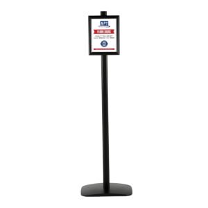 M&T Displays Free Standing Aluminum Display Stand Double Sided Document Brochure Sign Holder Front Loading Portrait Landscape Snap Frame 2x(8.5x11) inch Black
