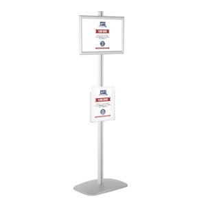 M&T Displays Free Standing Aluminum Display Stand Single Sided Document Brochure Sign Holder Front Loading Portrait Landscape Silver Snap Frame 1x(11x17) and Clear Acrylic...
