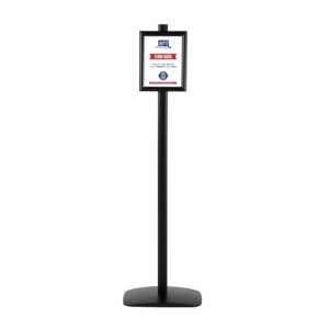 M&T Displays Free Standing Aluminum Display Stand Single Sided Document Brochure Sign Holder Front Loading Portrait Landscape Snap Frame 8.5x11 inch Black