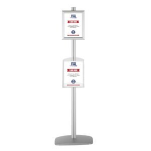M&T Displays Free Standing Aluminum Display Stand Single Sided Document Brochure Sign Holder Front Loading Portrait Landscape Silver Snap Frame 1x(8.5x11) and Clear Acrylic...