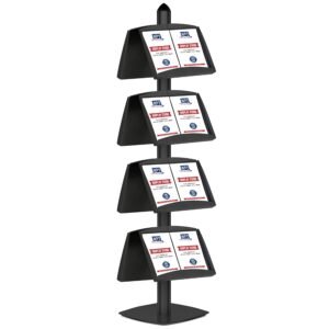 M&T Displays Free Standing Display Magazine Brochure Document Sign Holder Double Sided Stand Aluminum Body 8 Steel Literature Racks 16x(8.5x11) Inch Black