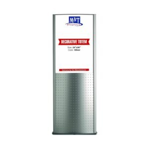 M&T Displays Free Standing Double Sided Deco Totem Advertising Poster Display Stand 24x36 Inches Poster Size Snap Open Front Loading Free Stand Silver Aluminum with Light