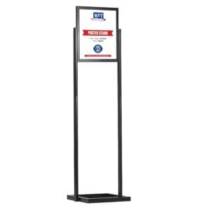 M&T Displays Metal Eco Info Board, Black 18x24 Inches Slide-In Poster Sign Holder 1 Tier Double Sided Floor Standing Pedestal Advertising Display with Backing and Anti-Glare PET...