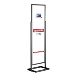 M&T Displays Metal Eco Info Board, Black 22x69 Inches Slide-In Poster Sign Holder 1 Tier Double Sided Floor Standing Pedestal Advertising Display with Backing and Anti-Glare PET...