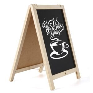 M&T Displays Nature Line Fir Wood Tabletop Double-Sided Mini A Board with Erasable Chalkboard, Ad Frame for Restaurant, Store, Office, Wedding, Party, Event, Home (Natural Wood...