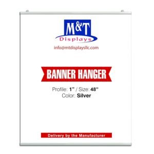M&T Displays Newage Snap Poster Banner Clamp 48 inch Silver 1" Aluminum Profile Double Sided Reusable Advertising Brochure Paper Sign Holder Portrait Landscape Indoor