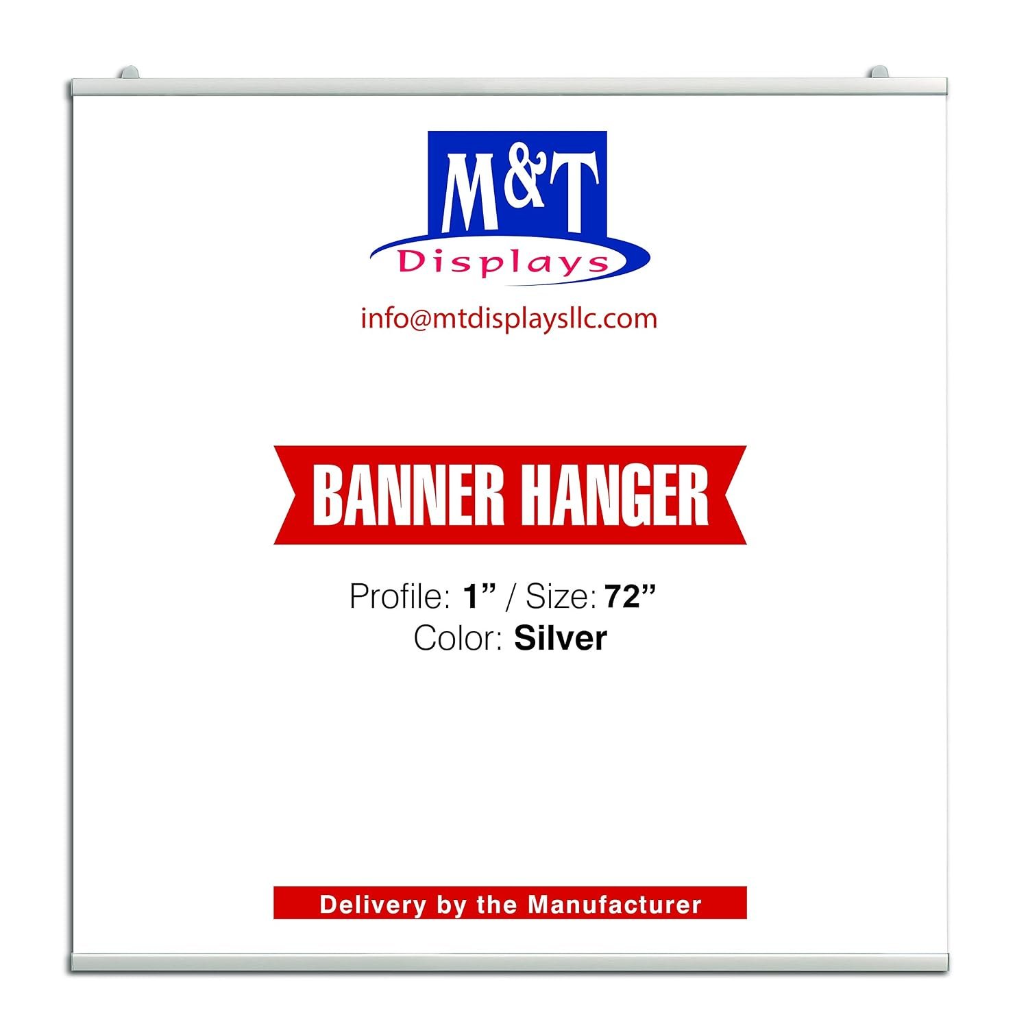M&T Displays Newage Snap Poster Banner Clamp 72 inch Silver 1" Aluminum Profile Double Sided Reusable Advertising Brochure Paper Sign Holder Portrait Landscape Indoor