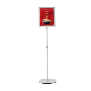 M&T Displays Pedestal Adjustable Telescoping Menuboard 1" Silver Aluminum Profile Snap Poster Frame 11x17 inch Single Sided Document Brochure Sign Holder Front Loading Portrait...