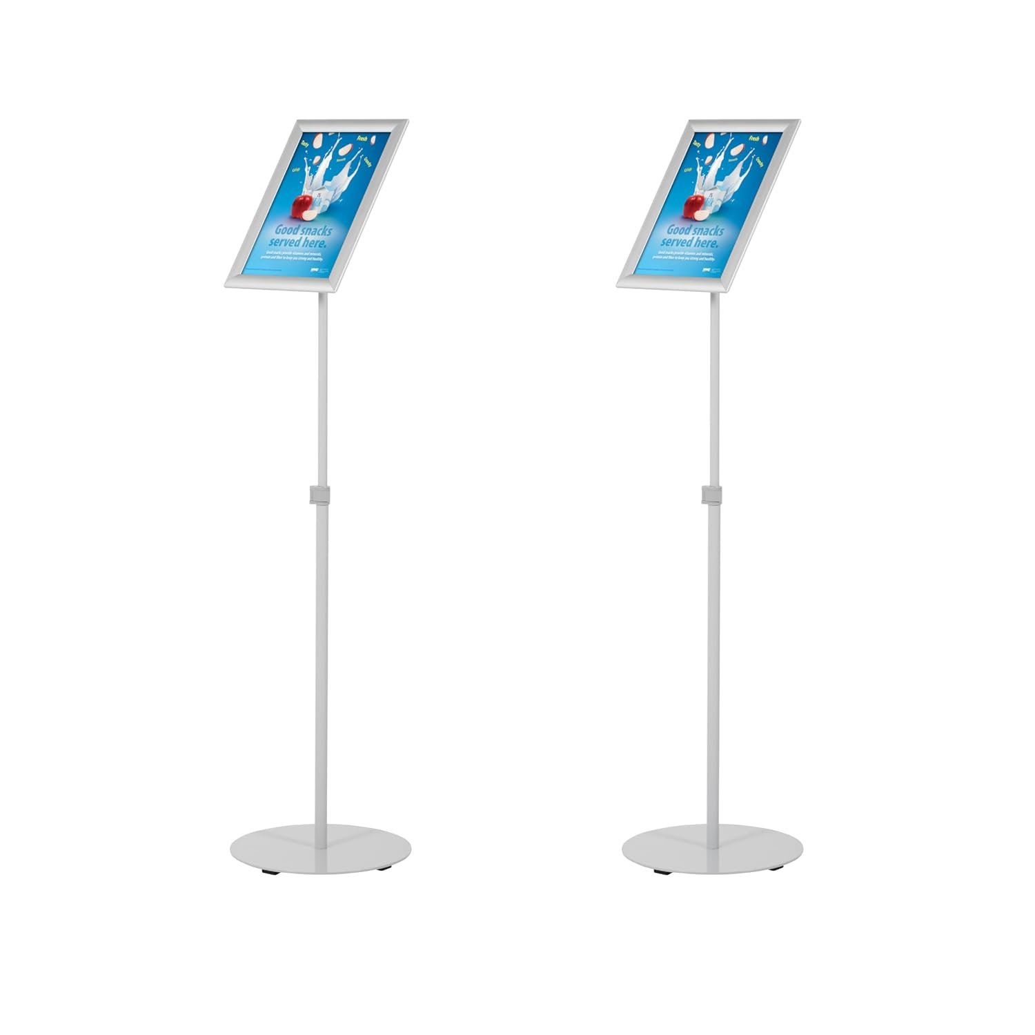 M&T Displays Pedestal Adjustable Telescoping Menuboard 1" Silver Aluminum Profile Snap Poster Frame 8.5x11 inch Single Sided Document Brochure Sign Holder Front Loading Portrait...