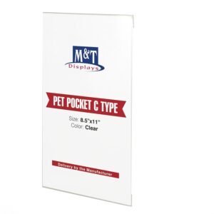 M&T Displays PET Pocket C Type 8.5x11 inch Wall Mount Clear Reusable Poster Advertising Brochure Paper Sign Holder Portrait Landscape Indoor (24 pack)