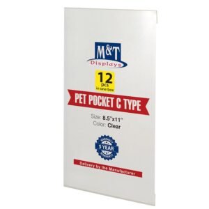 M&T Displays PET Pocket C Type 8.5x11 inch Wall Mount Clear Reusable Poster Advertising Brochure Paper Sign Holder Portrait Landscape Indoor (12 pack)