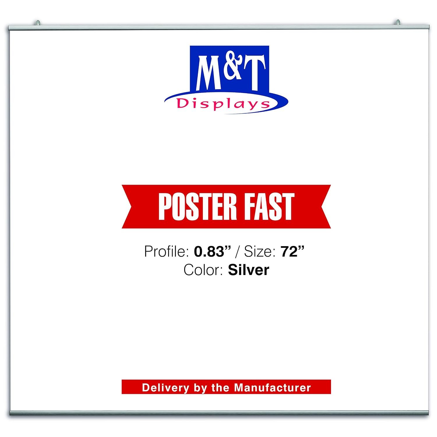 M&T Displays Poster Fast Hanger Set 36 inch Wall Mounting Silver Aluminum Reusable Advertising Announcement Messages Brochure Paper Sign Holder Portrait Indoor