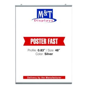 M&T Displays Poster Fast Hanger Set 48 inch Wall Mounting Silver Aluminum Reusable Advertising Announcement Messages Brochure Paper Sign Holder Indoor