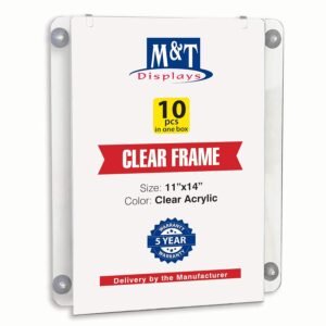 M&T Displays Premium 11x14 Acrylic Window Sign Holder | Double Sided Clear Portrait Display Frame with 4 Suction Cups | Anti-Glare for Storefronts, Doors, Glass - Easy Poster &...