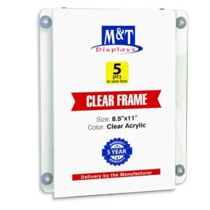 M&T Displays Premium 8.5x11 Acrylic Window Sign Holder | Double Sided Clear Portrait Display Frame with 4 Suction Cups | Anti-Glare for Storefronts, Doors, Glass - Easy Poster &...