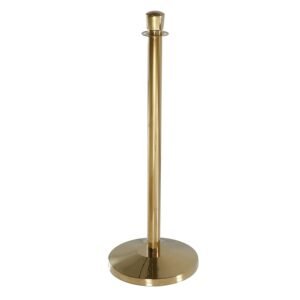M&T Displays Q Rope Stanchion, Crown Top Queue Management Crowd Control Safety Waiting Line Barrier Pole, Titanium Gold Look Stainless Steel, Without Rope, 35 Inches, for Party,...