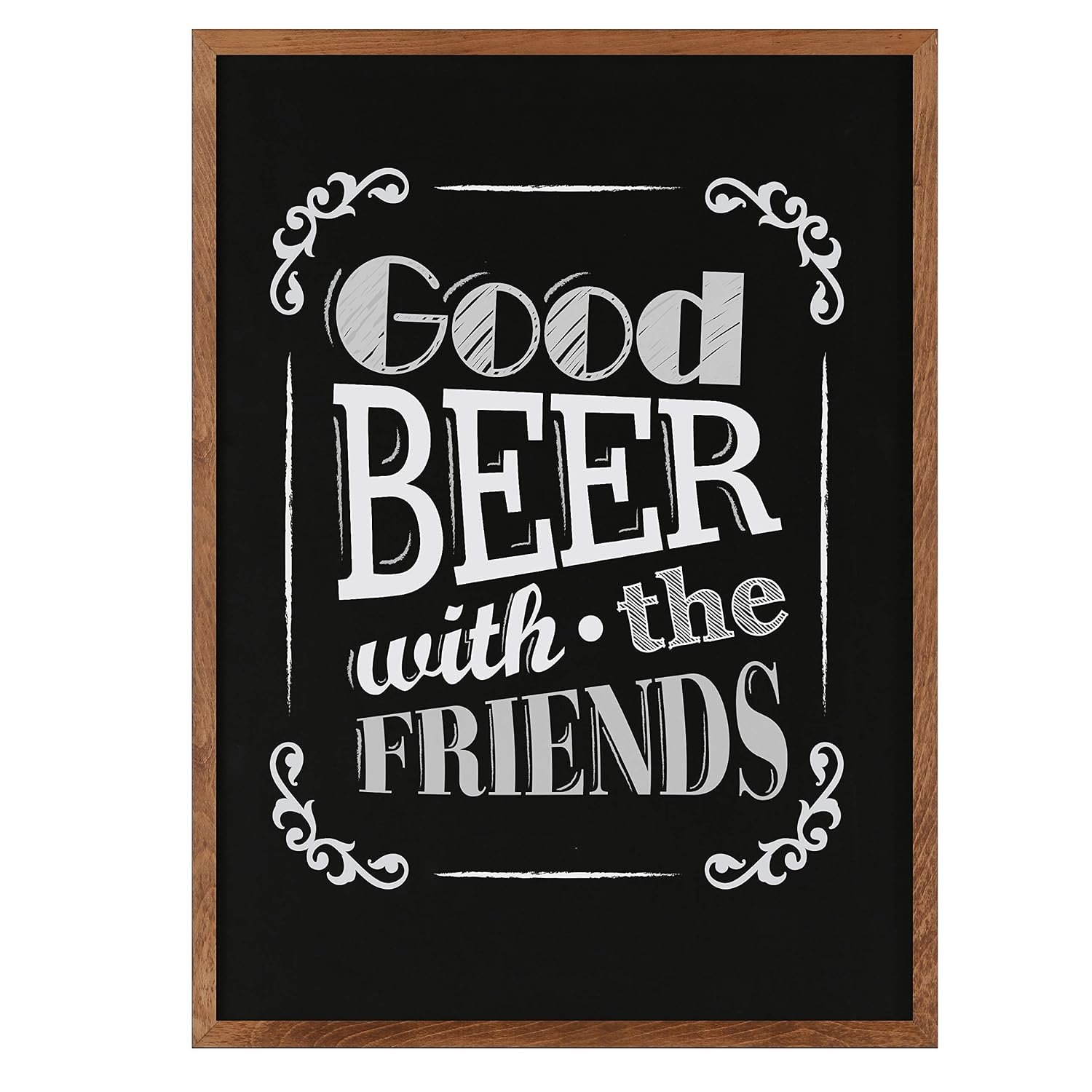 M&T Displays Slide-in Wood Frame with Double Sided Chalkboard for Ad Frame for Restaurant, Store, Office, Wedding, Party, Event, Home (Dark Wood, 23.40x33.10)