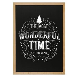 M&T Displays Slide-in Wood Frame with Double Sided Chalkboard for Ad Frame for Restaurant, Store, Office, Wedding, Party, Event, Home (Natural Wood, 16.50x23.40)
