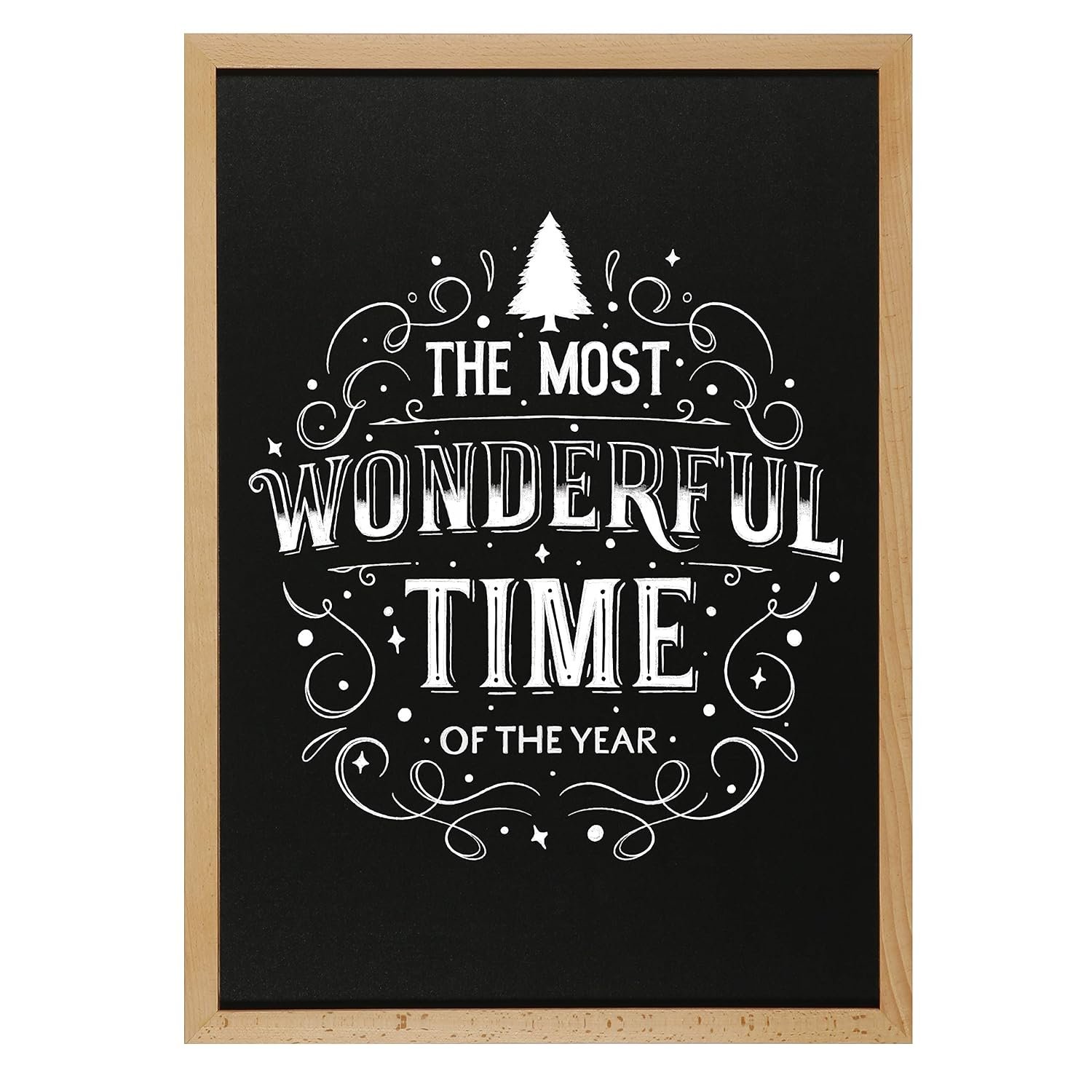 M&T Displays Slide-in Wood Frame with Double Sided Chalkboard for Ad Frame for Restaurant, Store, Office, Wedding, Party, Event, Home (Natural Wood, 16.50x23.40)