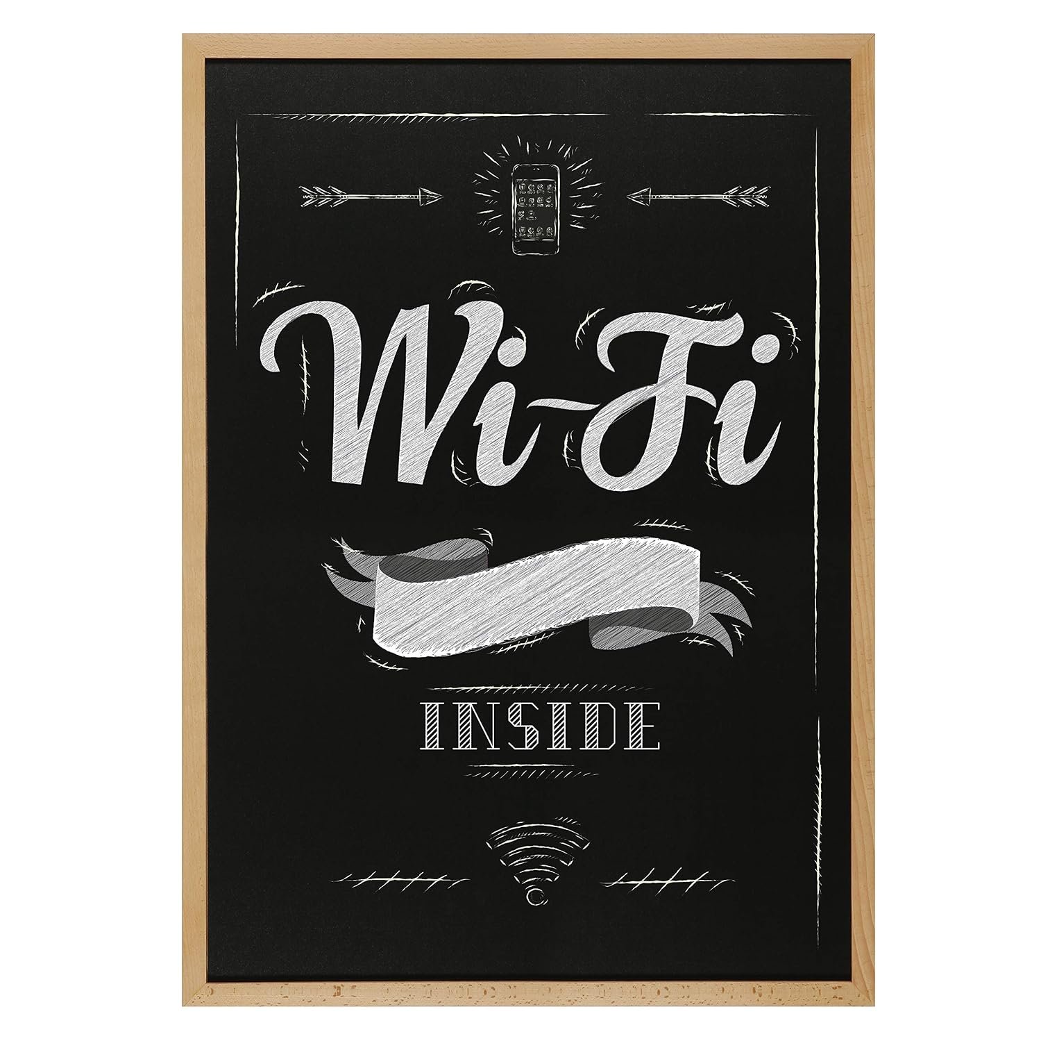 M&T Displays Slide-in Wood Frame with Double Sided Chalkboard for Ad Frame for Restaurant, Store, Office, Wedding, Party, Event, Home (Natural Wood, 23.40x33.10)