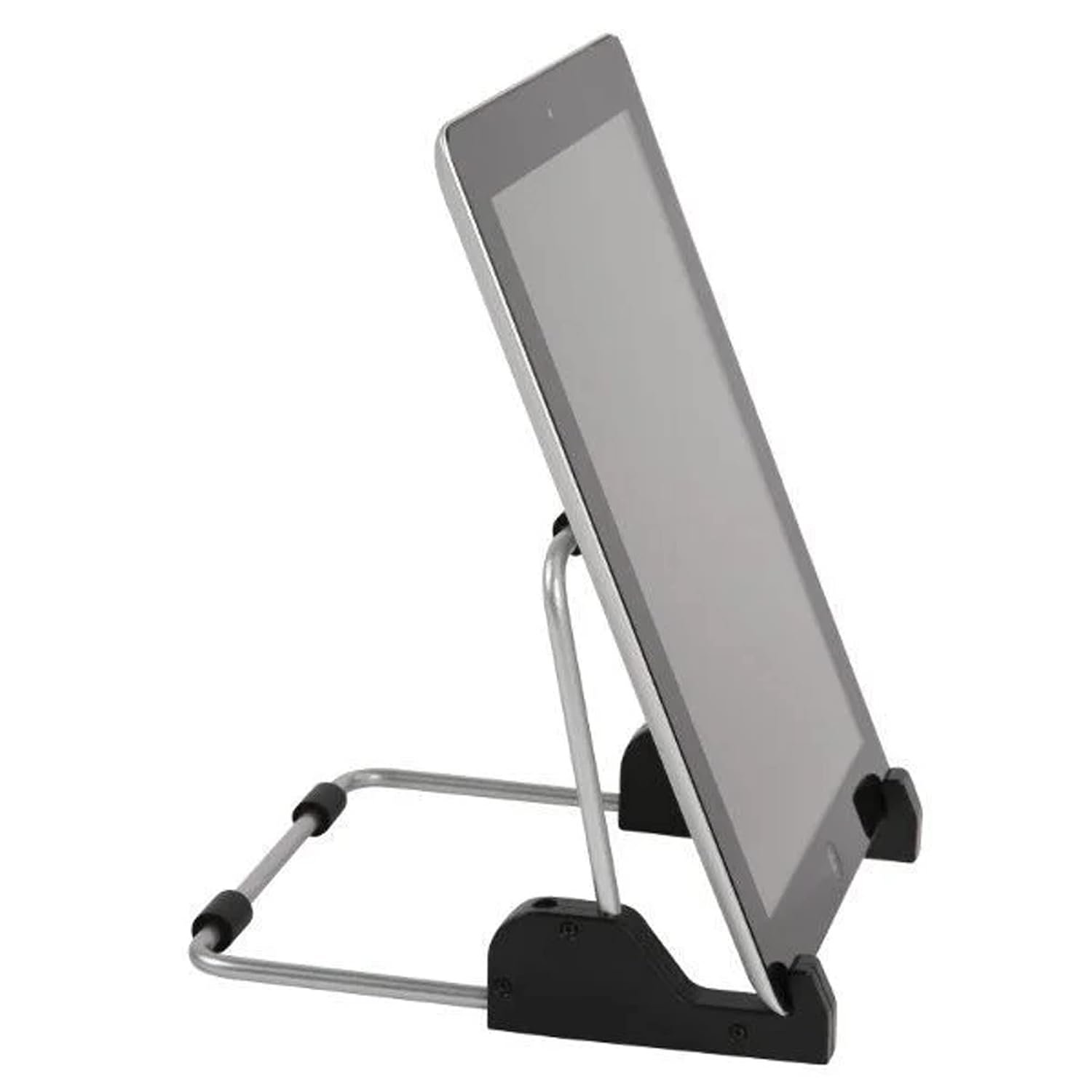 M&T Displays Tabletop Silver Adjustable Tablet & Cellphone Holder, Aluminum Countertop Stand, Compatible with iPad, Tablet, E-Reader, Drawing Pad, Portrait & Landscape, Compact,...