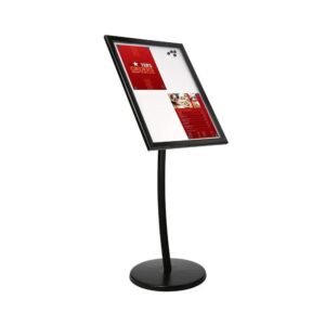 M&T Displays Universal Magnetic Showboard with Magnet 4x(8.5x11) inch Lockable Pedestal Menu Holder Floor Standing Aluminum Front Loading Easy Open Poster Advertisement for...