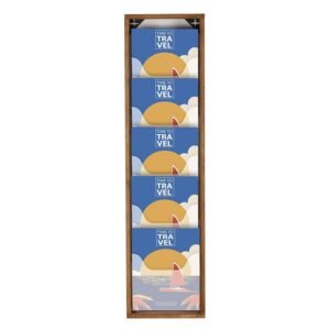M&T Displays Wal Mount Dark Wood Magazine Brochure Rack Wooden Leaflet Literature Catalog Holder Easy Assembly Durable Clear PET G Pocket 5x(8.5x11) Inch for School Office...
