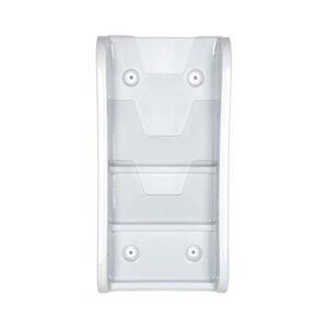 M&T Displays Wall Unit 3 Tier 8.5x11 inch Wall Mounting Plastic Clear PET Pocket Brochure File Organizer Office Document Magazine Folder Rack Portrait Indoor White