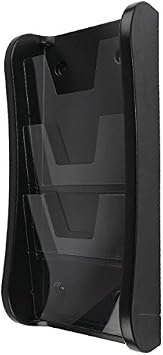M&T Displays Wall Unit 3 Tier 8.5x11 inch Wall Mounting Plastic Clear PET Pocket Brochure File Organizer Office Document Magazine Folder Rack Portrait Indoor Black