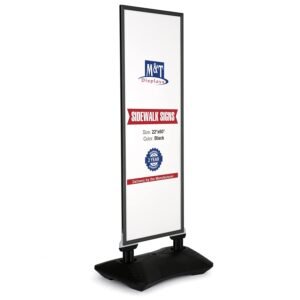 M&T Displays Windpro Slim 22x60 Inch Outdoor Pavement Sidewalk Sign Holder Weather and Wind Resistant Double Sided Black Aluminum Easy Top Loading Slide-In Poster Frame HDPE...