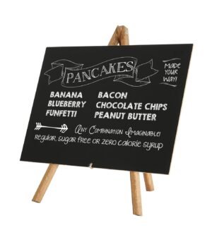 M&T Displays Wooden 8.5x11 Inch Desktop Mini Easel with Chalkboard Vintage Chalk A4 Advertising Frame for Restaurant Retail Store Office Wedding Party Event Home Dark Wood