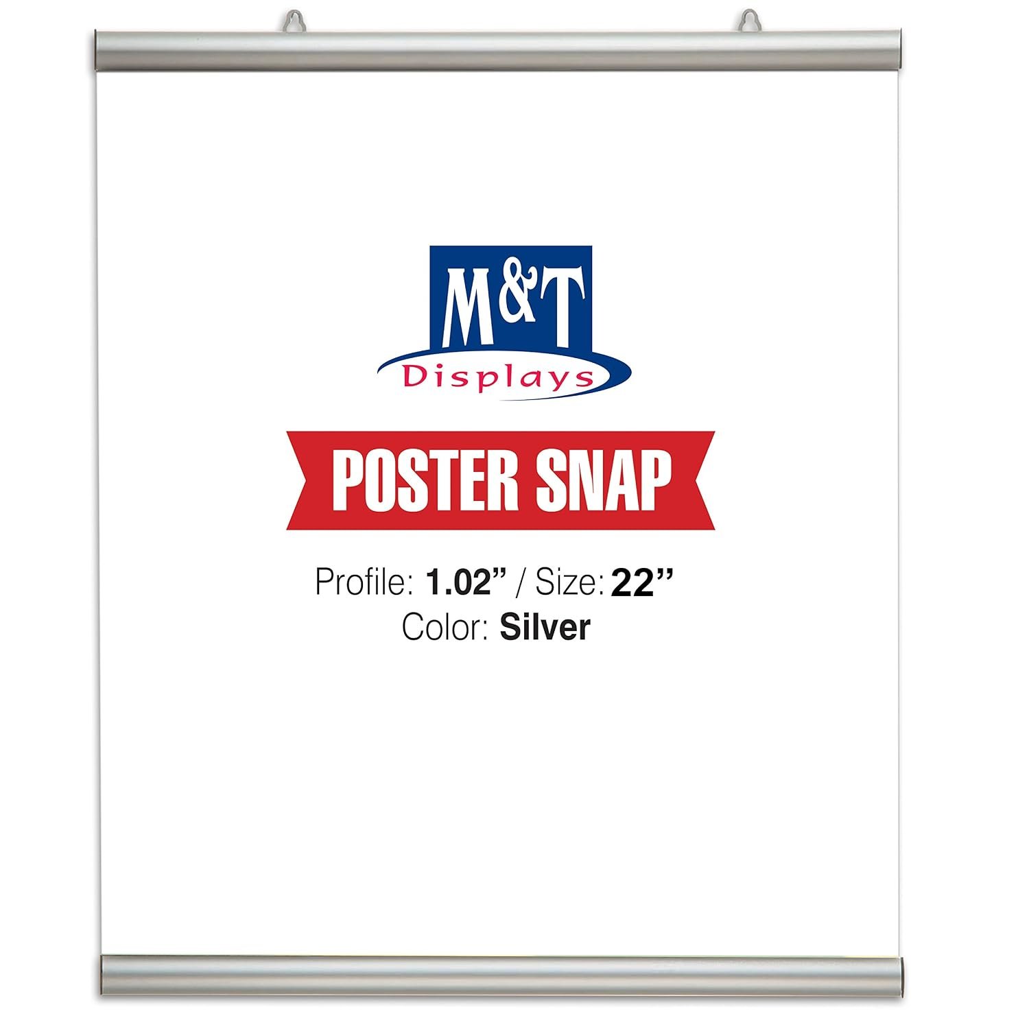 Poster Snap Set for 22" Poster Width 1.02" Silver Anodized Aliminum