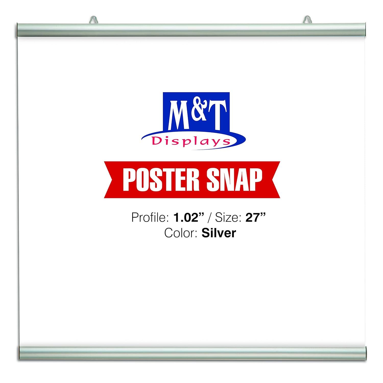 Poster Snap Set for 27" Poster Width for 1.02" Silver Anodized Aluminum
